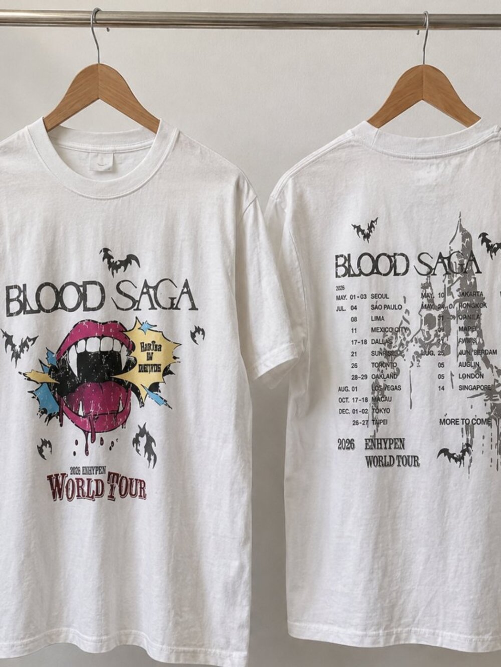 ENHYPEN Blood Saga World Tour 2026 Graphic Tee White Kpop